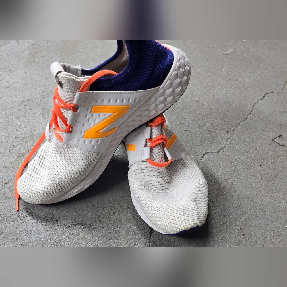 New Balance White and Orange Sneakers